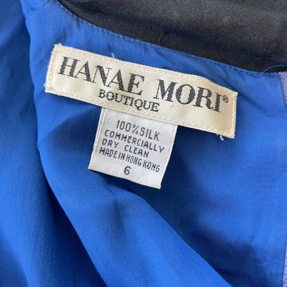 HANAE MORI DRESS SILK VTG 80’s Sz 6 PURPLE BLACK WHIMSIGOTH SOPHISTICATED - Picture 4 of 16